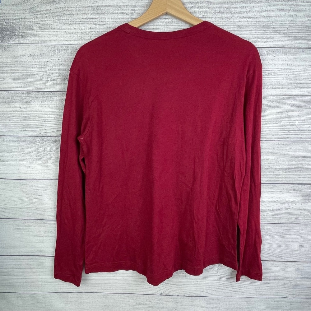 V BP Tee Red Long Sleeve Slouch Crewneck Pocket S - Picture 7 of 7